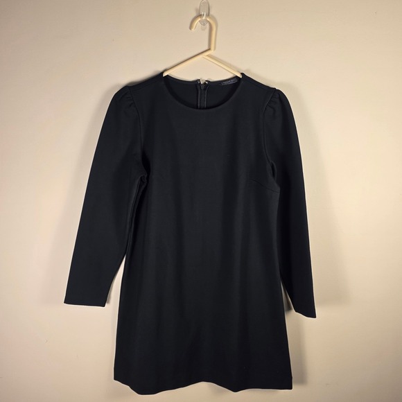 Vineyard Vines Jet Black Ponte Puff Sleeve Dress 2Q011397-002 Womens Large NWT - Picture 2 of 11